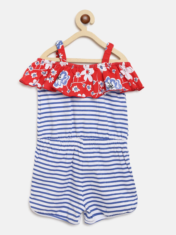 Striped Sleeveless Overall Blue image number 1
